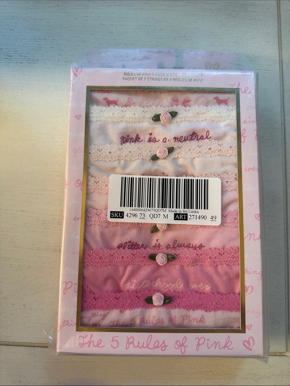 LoveShackFancy VS PINK panties 7 rules of pink v string g string thong panty